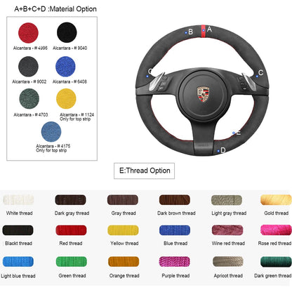LQTENLEO Alcantara Carbon Fiber Leather Suede Hand-stitched Car Steering Wheel Cover for Porsche 911 (991) / Boxster (981) / Cayman (981) / Cayenne/ Panamera