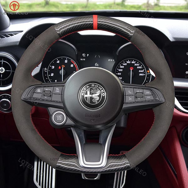 LQTENLEO Alcantara Hand-stitched Car Steering Wheel Cover for Alfa Romeo Giulia 2020-2022 / Stelvio 2020-2022 / Tonale 2022 - LQTENLEO Official Store