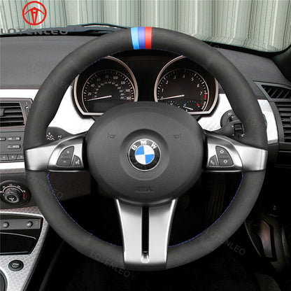 LQTENLEO Alcantara Hand-stitched Car Steering Wheel Cover for BMW Z4 E85 (Roadster) 2003-2008 / E86 (Coupe) 2005-2008 - LQTENLEO Official Store