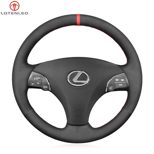 LQTENLEO Black Leather Suede Hand-stitched Car Steering Wheel Cover for Lexus ES240 ES250 ES300 ES350 2007-2012 / GS350 GS450h GS460 2009 2010