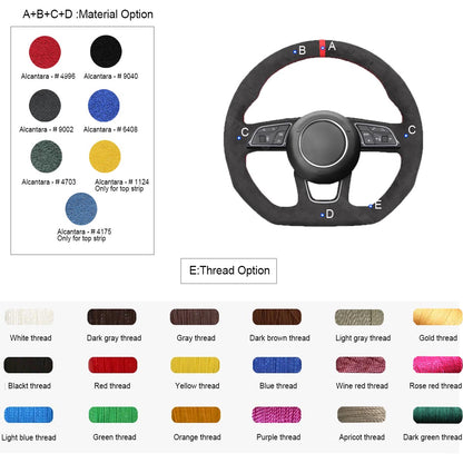 LQTENLEO Carbon Fiber Leather Suede Hand-stitched Car Steering Wheel Cover for Audi A3 A5 RS 3 RS 5 S3 S4 S5 - LQTENLEO Official Store