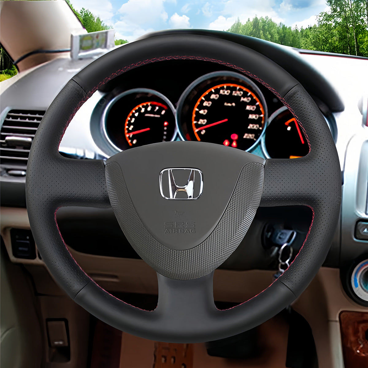 Lenkradbezug für Honda Civic, Jazz, Fit, City 2001–2008.