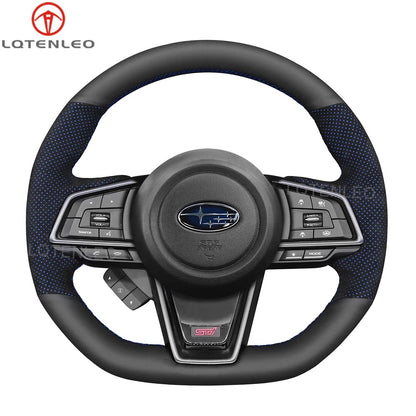 LQTENLEO Alcantara Genuine Leather Suede Hand-stitched Car Steering Wheel Cover for Subaru WRX 2022-2023