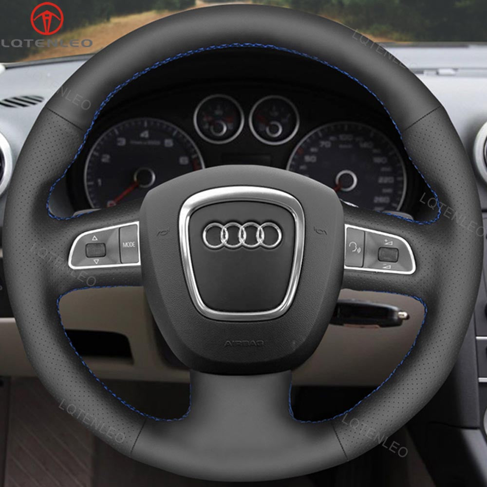 LQTENLEO Carbon Fiber Leather Suede Car Steering Wheel Cover for Audi A3 (8P) Sportback A4 (B8) Avant A5 (8T) A6 (C6) A8 (D3) Q5 (8R) Q7 (4L) S3 S4 S5 S6 S8 RS 4 Seat Exeo（ST） - LQTENLEO Official Store