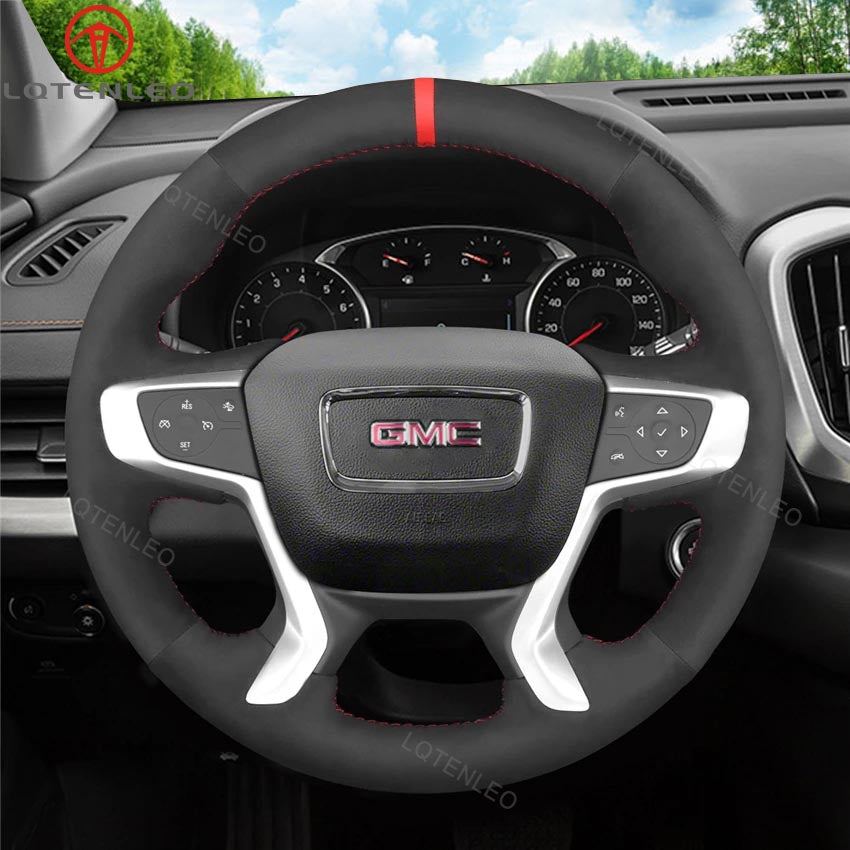 LQTENLEO Black Suede Leather Hand-stitched Car Steering Wheel Cover for GMC Acadia / Canyon/ Terrain - LQTENLEO Official Store