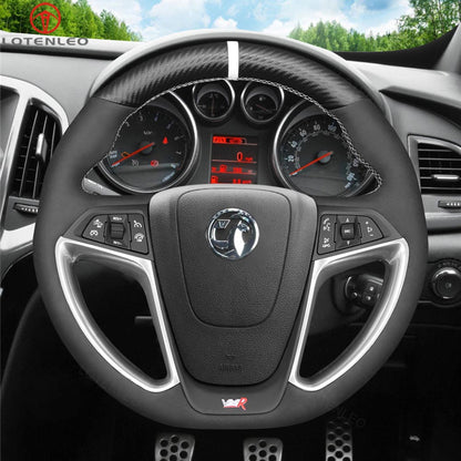 LQTENLEO Carbon Fiber Suede Leather DIY Hand-stitiched Car Steering Wheel Cover for Opel Astra GTC OPC Vauxhall Astra GTC VXR Holden Astra VXR