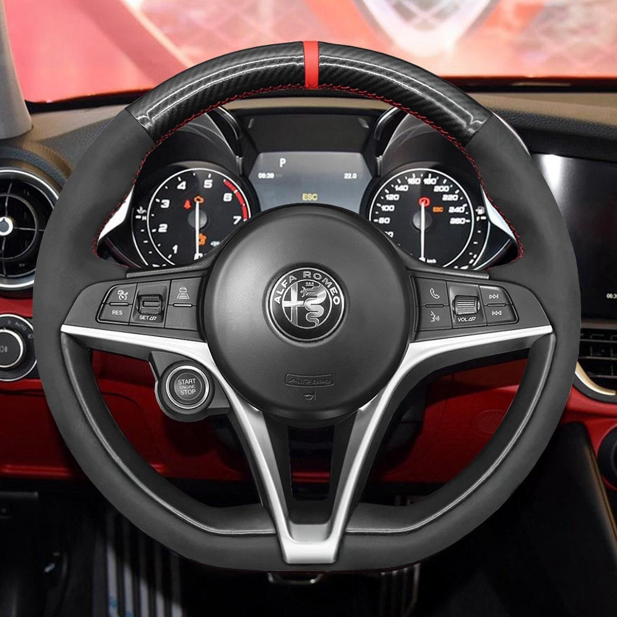 Steering Wheel Cover for Alfa Romeo Giulia Stelvio 2016-2020