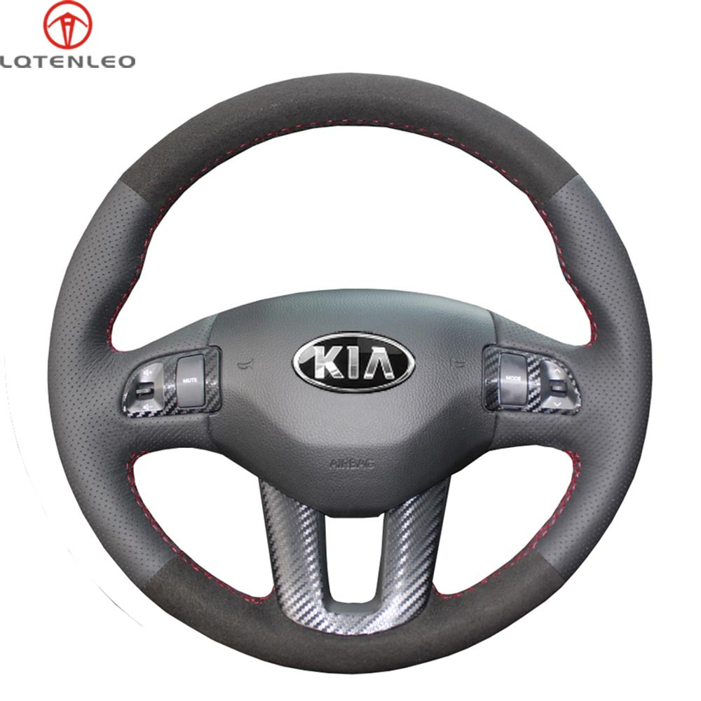 LQTENLEO Leather Suede Hand-stitched Car Steering Wheel Cover for Kia Sportage 3  Ceed Cee'd  Proceed Pro ceed