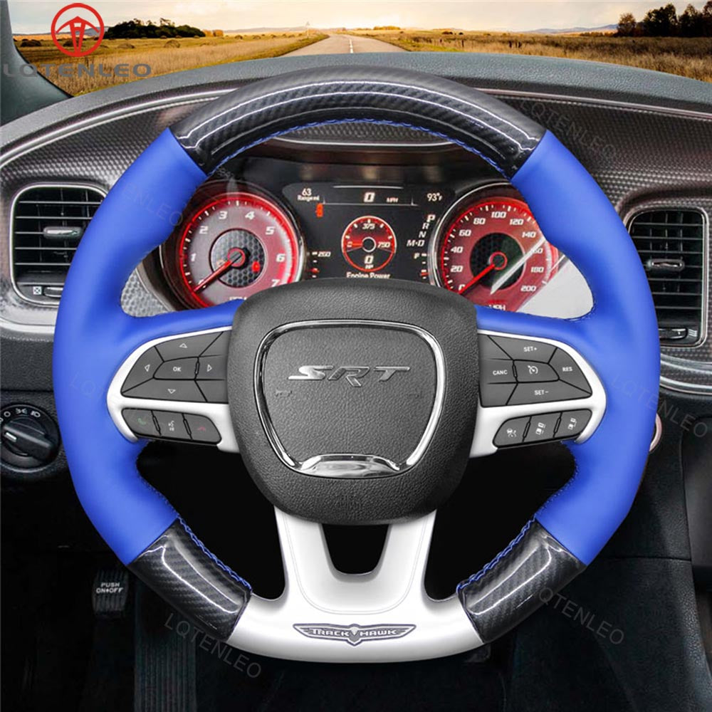 LQTENLEO Carbon Fiber Leather Suede Hand-stitched Car Steering Wheel Cover for Dodge (SRT) Challenger Dodge Charger Durango - LQTENLEO Official Store