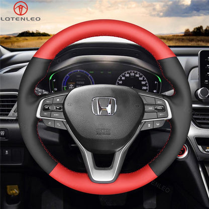 LQTENLEO Carbon Fiber Leather Suede Hand-stitched Car Steering Wheel Cover for Honda Accord 10 X 2018-2021 / Insight 2019-2022 / Odyssey 2021