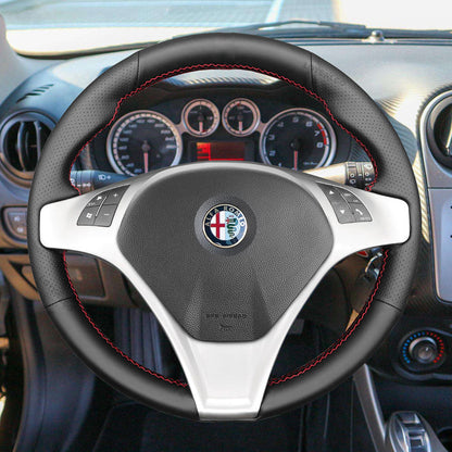 LQTENLEO Carbon Fiber Suede Athsuede Soft Car Steering Wheel Cover for Alfa Romeo Giulietta 2010-2014 / MiTo 2008-2015 - LQTENLEO Official Store