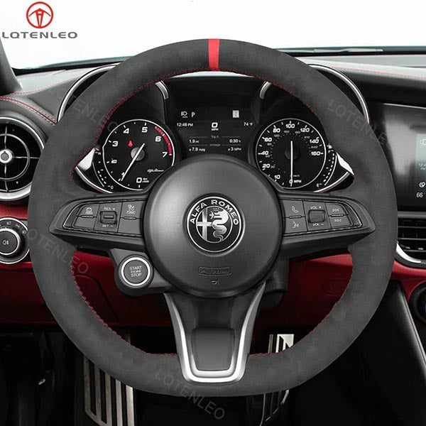 LQTENLEO Alcantara Hand-stitched Car Steering Wheel Cover for Alfa Romeo Giulia 2020-2022 / Stelvio 2020-2022 / Tonale 2022 - LQTENLEO Official Store