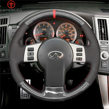 LQTENLEO кожаный замшевый чехол из углеродного волокна, сшитый вручную, чехол на руль автомобиля для Infiniti FX FX45 2004-2008/для Nissan 350Z 2002-2009