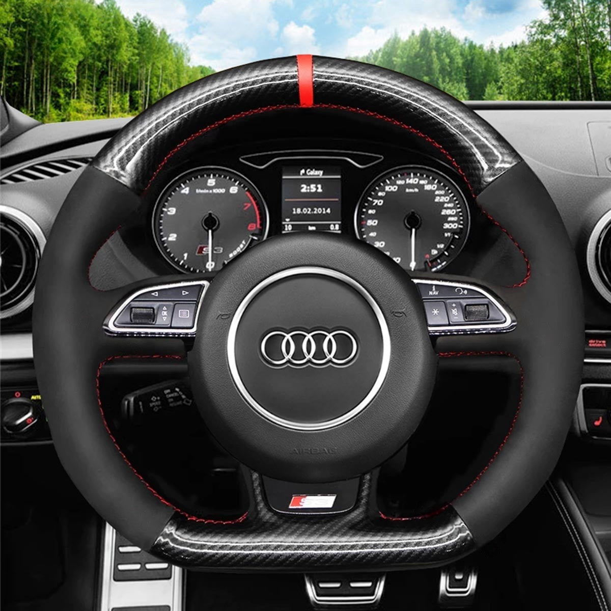 Steering Wheel Cover for Audi A5 A7 S3 S4 S5 S6 S7 SQ5 RS 5 RS 7 2012-2018