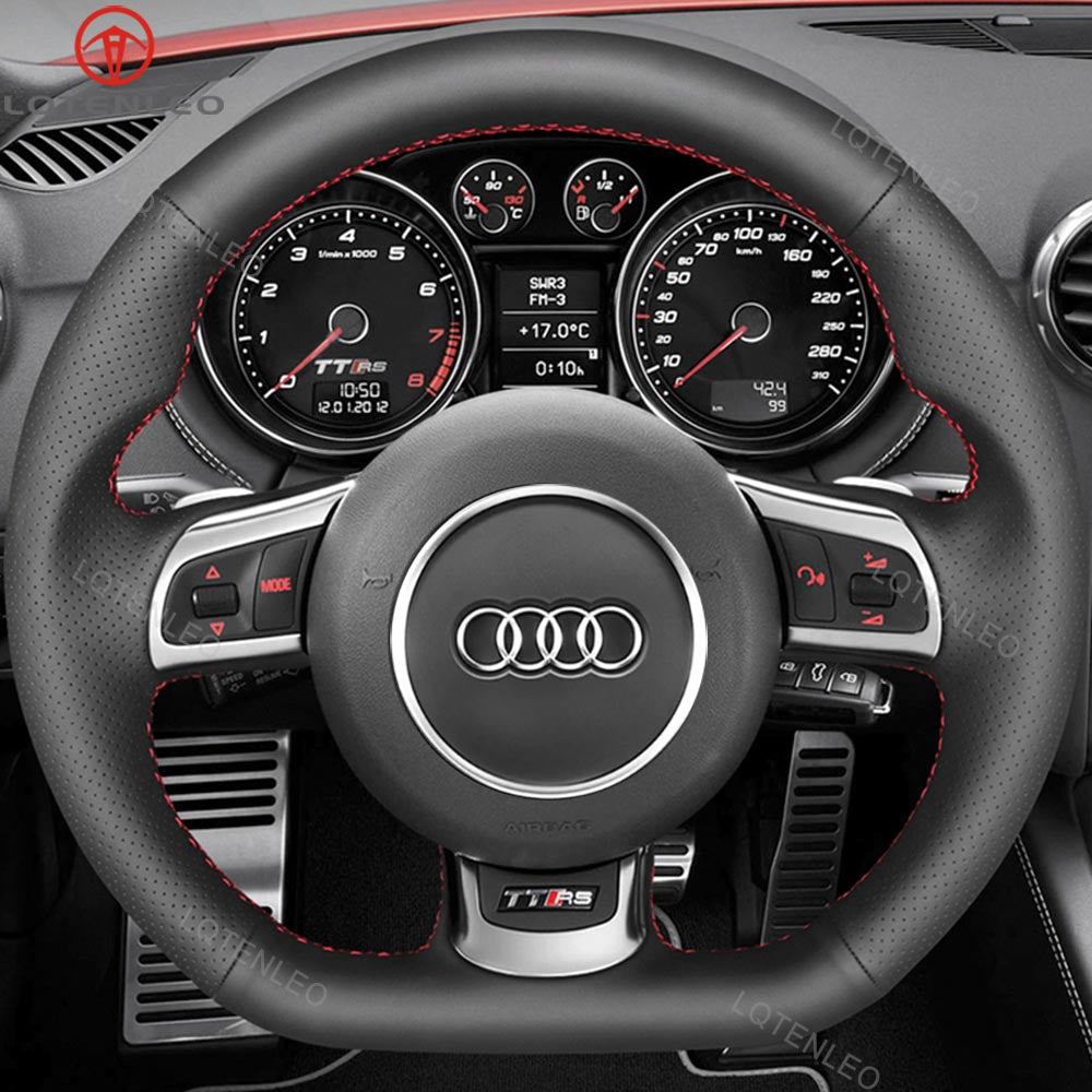 LQTENLEO Leather Suede Hand-stitched Car Steering Wheel Cover for Audi TT RS (8J) / RS 3 (8P) Sportback / RS 6 (C6) Avant / R8 (42) - LQTENLEO Official Store