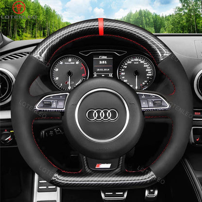 LQTENLEO Hand-stitched Car Steering Wheel Cover for Audi S1 (8X) S3 (8V) Sportback S4 (B8) Avant S5 (8T) S6 (C7) S7 (G8) RS Q3 (8U) SQ5 (8R) - LQTENLEO Official Store