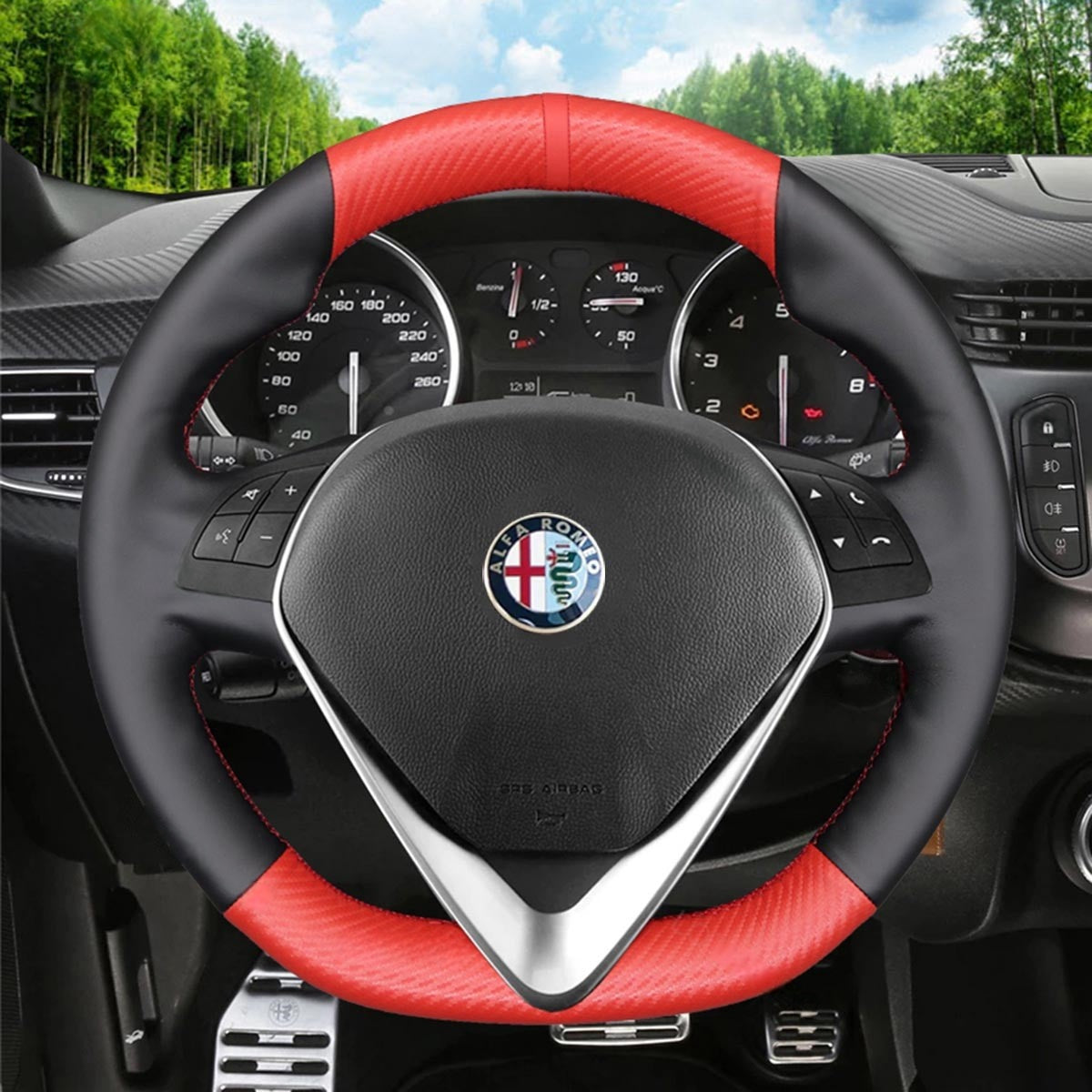 Steering Wheel Cover for Alfa Romeo Giulietta 2014-2021 (D Shape)