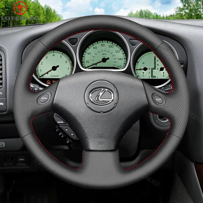 LQTENLEO Black Leather Suede Hand-stitched Car Steering Wheel Cover for Lexus GS300 GS400