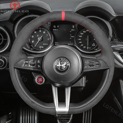 LQTENLEO Hand-stitched Car Steering Wheel Cover for Alfa Romeo Giulia (Quadrifoglio) 2016-2020 / Stelvio (Quadrifoglio) 2017-2020 - LQTENLEO Official Store