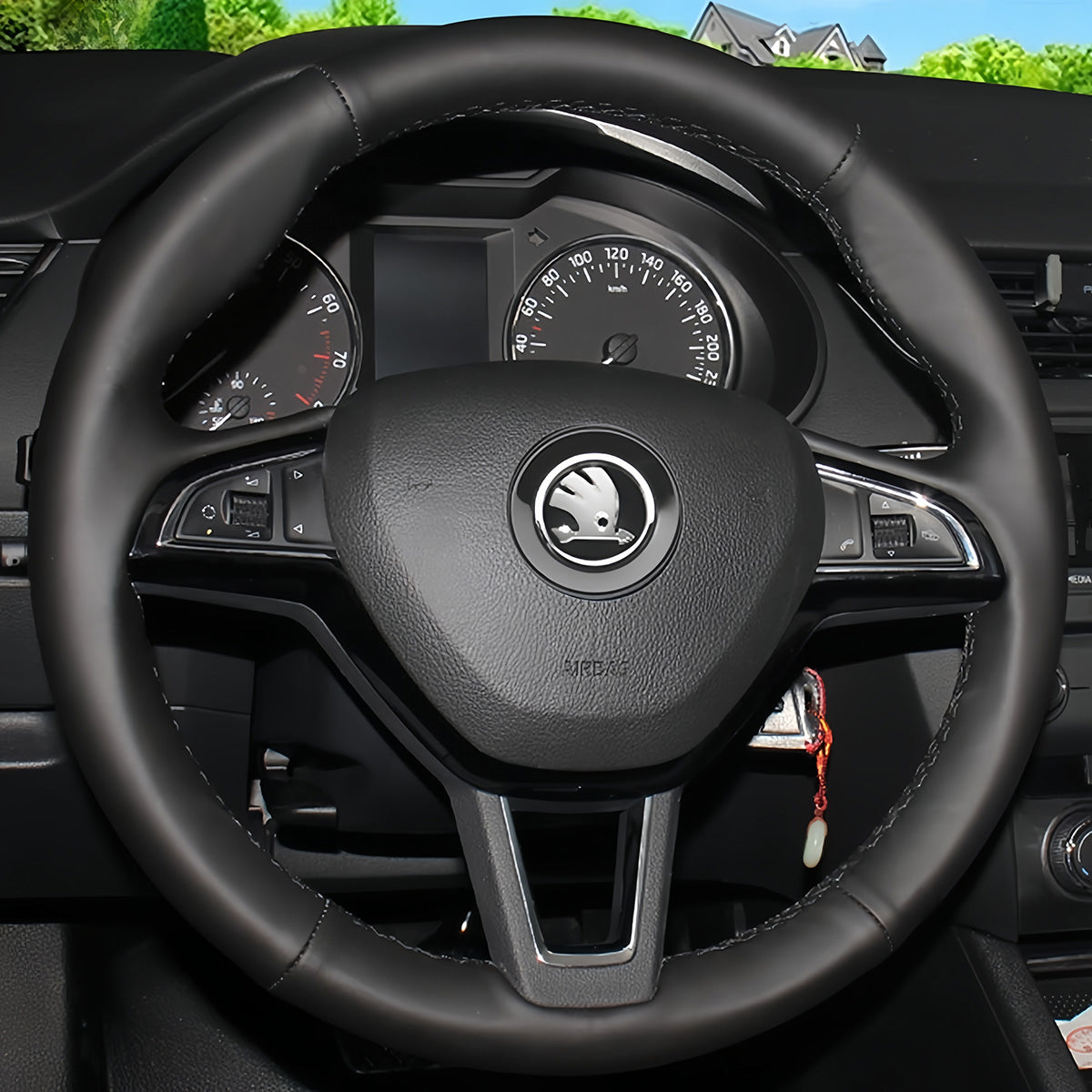 Steering Wheel Cover for Skoda Citigo Fabia Karoq Roomster Octavia Superb Yeti Kodiaq Scala 2013-2019