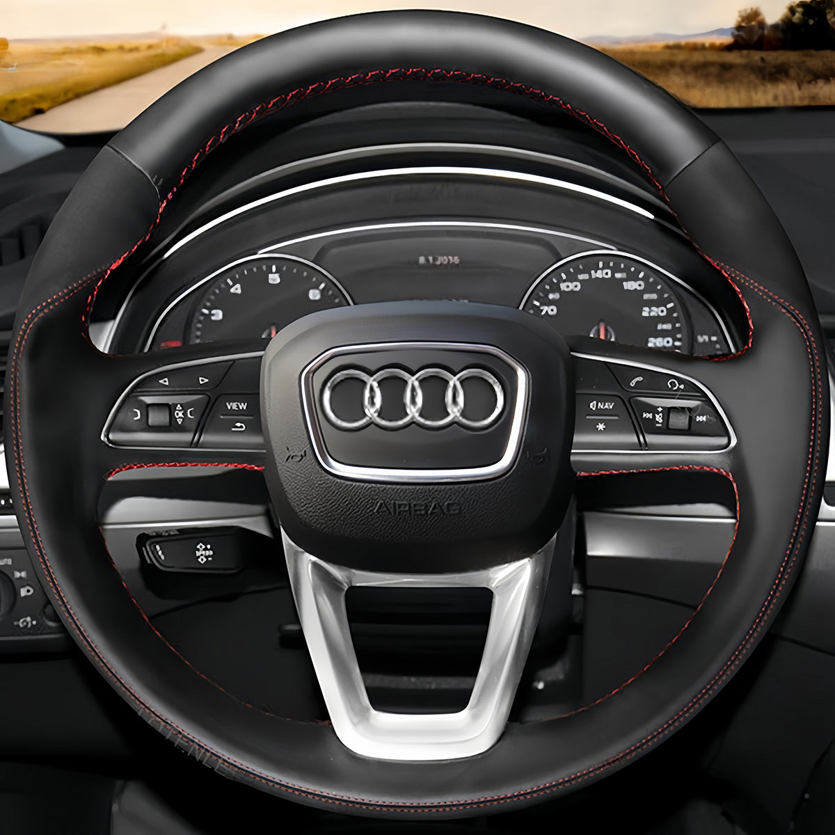 Steering Wheel Cover for Audi A3 A4 A5 Q3 Q5 Q7 Q8 RS S3 S4 S5 SQ5 SQ7 SQ8