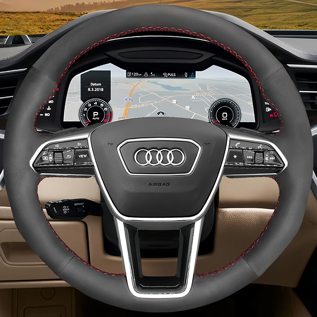 Steering Wheel Cover for Audi A6 A7 A8 S6 S7 S8 RS 6 RS 7 E-Tron 2018-2022