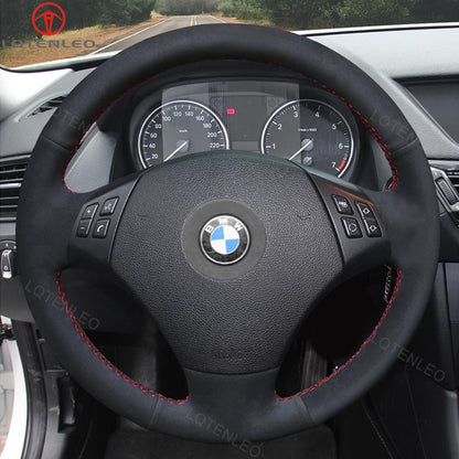 LQTENLEO Leather Suede Hand-stitched Car Steering Wheel Cover for BMW 3 Series E90 (Sedan) 2005-2011 / E91 (Touring) 2005-2011 X1 E84 2009-2015 - LQTENLEO Official Store