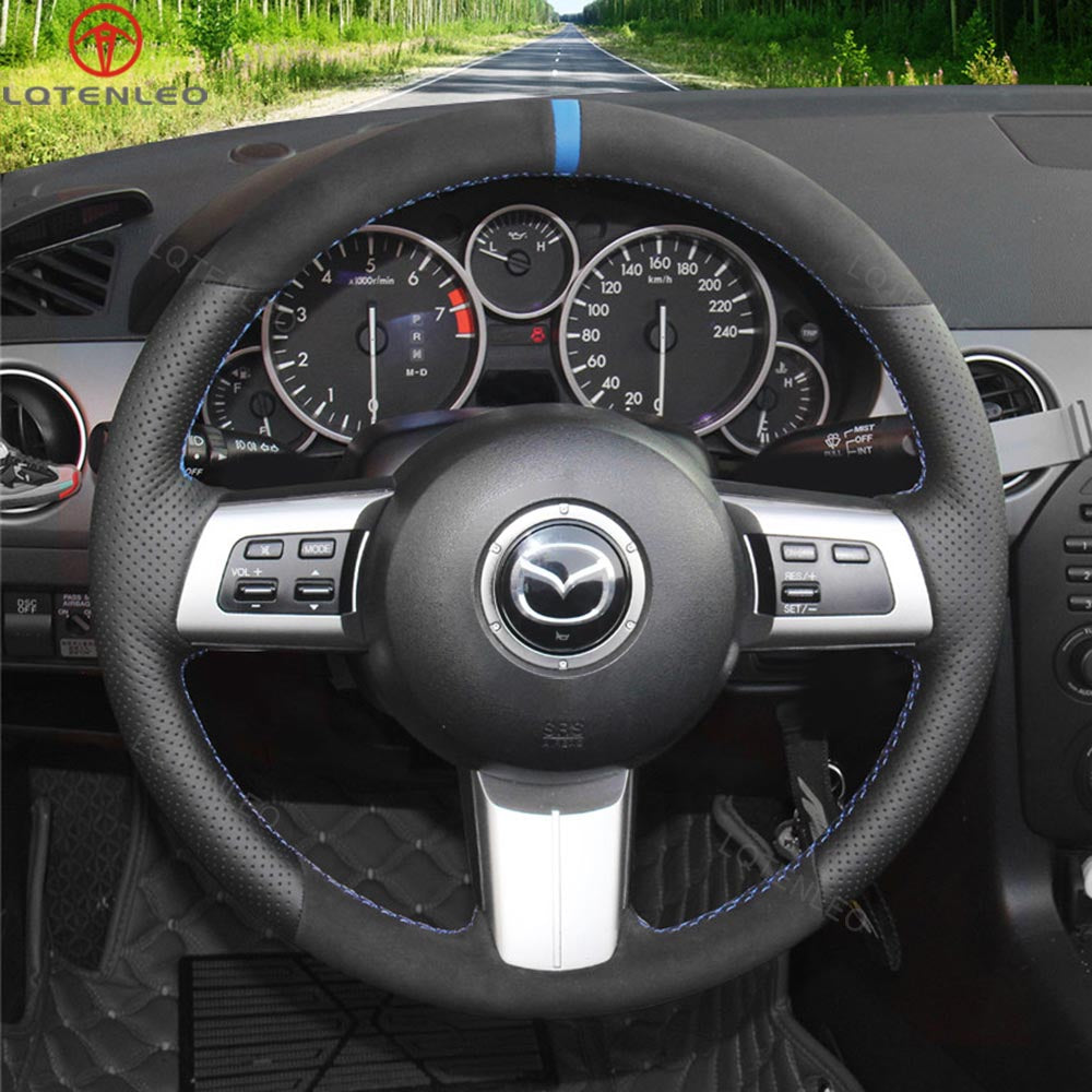 LQTENLEO Hand-stitched Car Steering Wheel Cover for Mazda MX-5 MX5 2009-2013 / RX-8 RX8 2009-2013 / CX-7 CX7 2007-2009