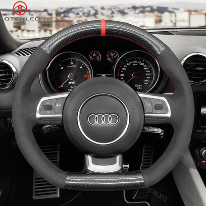 LQTENLEO Hand-stitched Car Steering Wheel Cover for Audi A2 (8Z) A3 (8L) Sportback A4 (B6) Avant A6 (C5) A8 (D2) TT (8N) S3 S4 RS 4 RS 6 - LQTENLEO Official Store