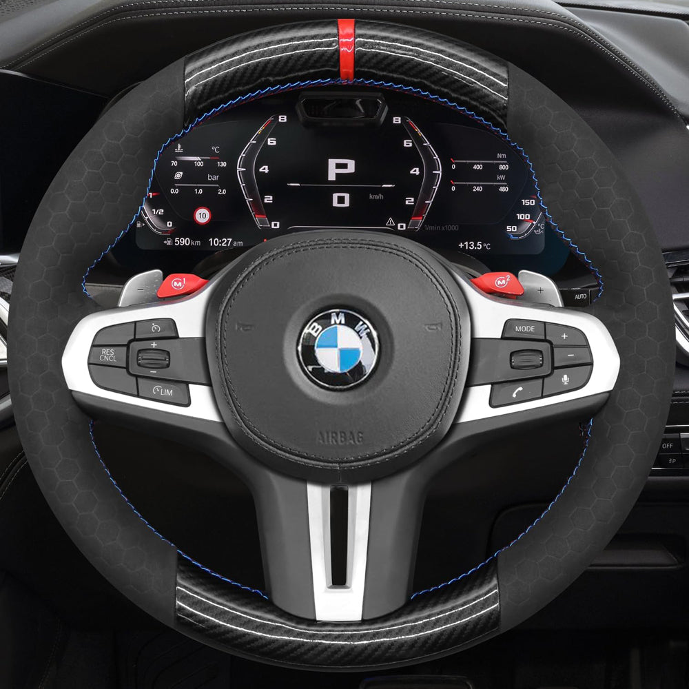 Steering Wheel Cover for BMW M2 G87 M3 G80 G81 M4 G82 G83 M5 F90 M8 F91 F92 F93 X3M F97 X4M F98 X5M F95 X6M F96 XM G09 2017-2024