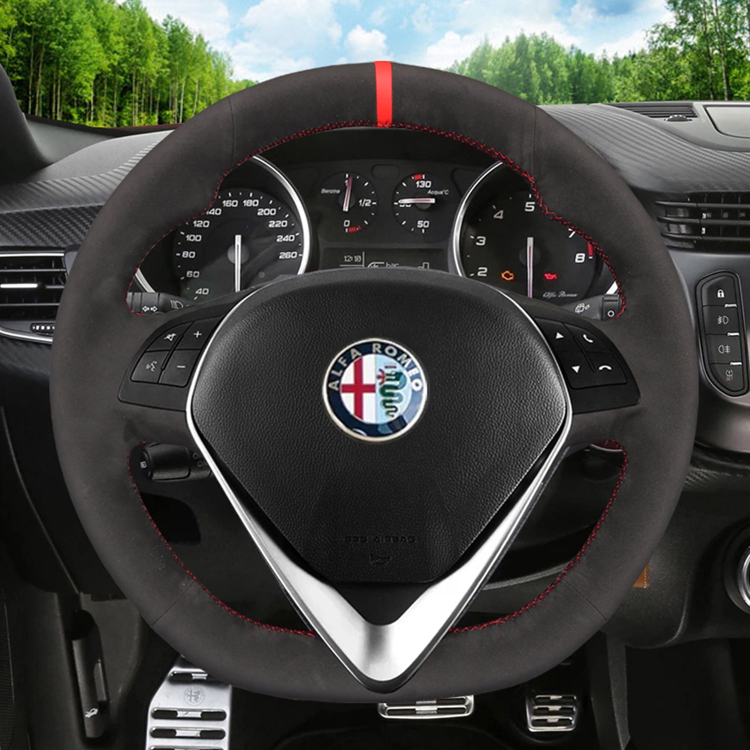 Steering Wheel Cover for Alfa Romeo Giulietta 2014-2021 (D Shape)