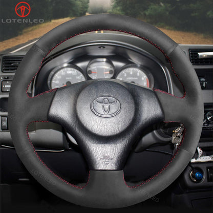 LQTENLEO Carbon Fiber Leather Suede Hand-stitched Car Steering Wheel Cover for Toyota RAV4 Celica Matrix MR2 Supra Voltz Caldina MR-S Corolla Lexus IS 200 300