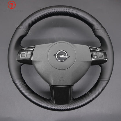 LQTENLEO карбоновый черный кожаный замшевый чехол на руль автомобиля, сшитый вручную для Opel Vauxhall Astra Signum Vectra для Holden Astra