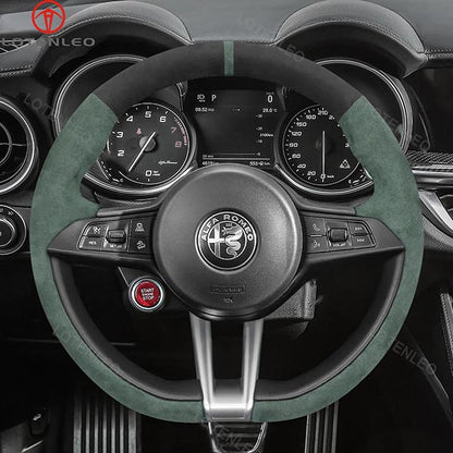 LQTENLEO Hand-stitched Car Steering Wheel Cover for Alfa Romeo Giulia (Quadrifoglio) 2016-2020 / Stelvio (Quadrifoglio) 2017-2020 - LQTENLEO Official Store