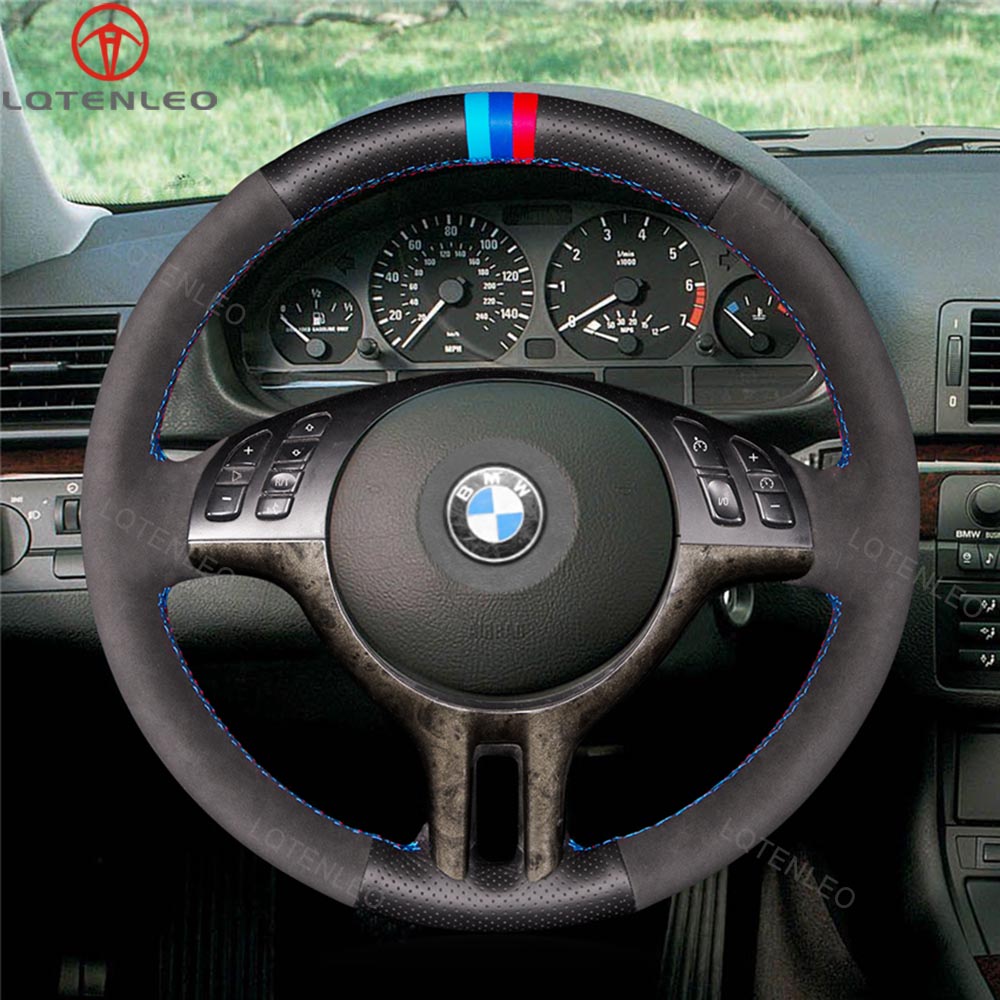 LQTENLEO Leather Suede Hand-stitched Car Steering Wheel Cover for BMW E46 318i 325i 330ci / E39 / X5 E53 / Z3 E36/7 E36/8 - LQTENLEO Official Store