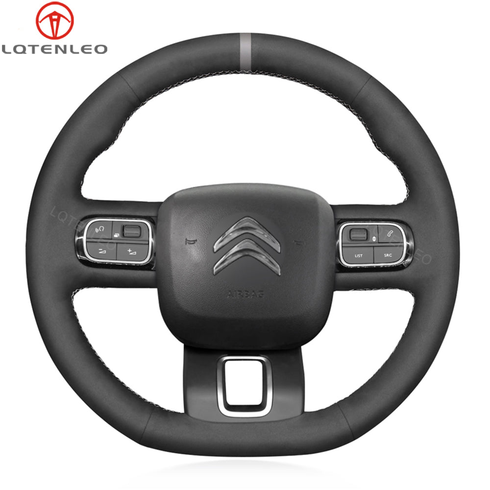 LQTENLEO Hand-stitched Car Steering Wheel Cover for Citroen C3 2016-2022 / C3 Aircross 2017-2022 / C5 Aircross 2018-2022 / Berlingo 2018-2022 - LQTENLEO Official Store