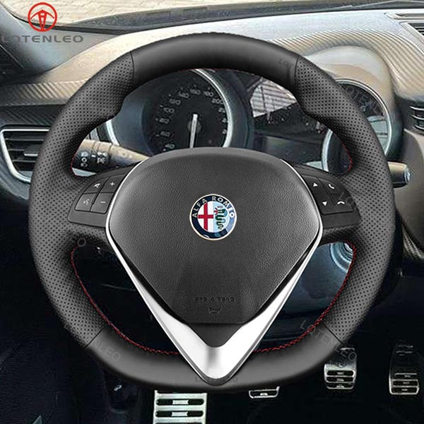 LQTENLEO Hand-stitched Carbon Fiber Suede Alcantara Car Steering Wheel Cover for Alfa Romeo Giulietta 2014-2021(D Shape) - LQTENLEO Official Store
