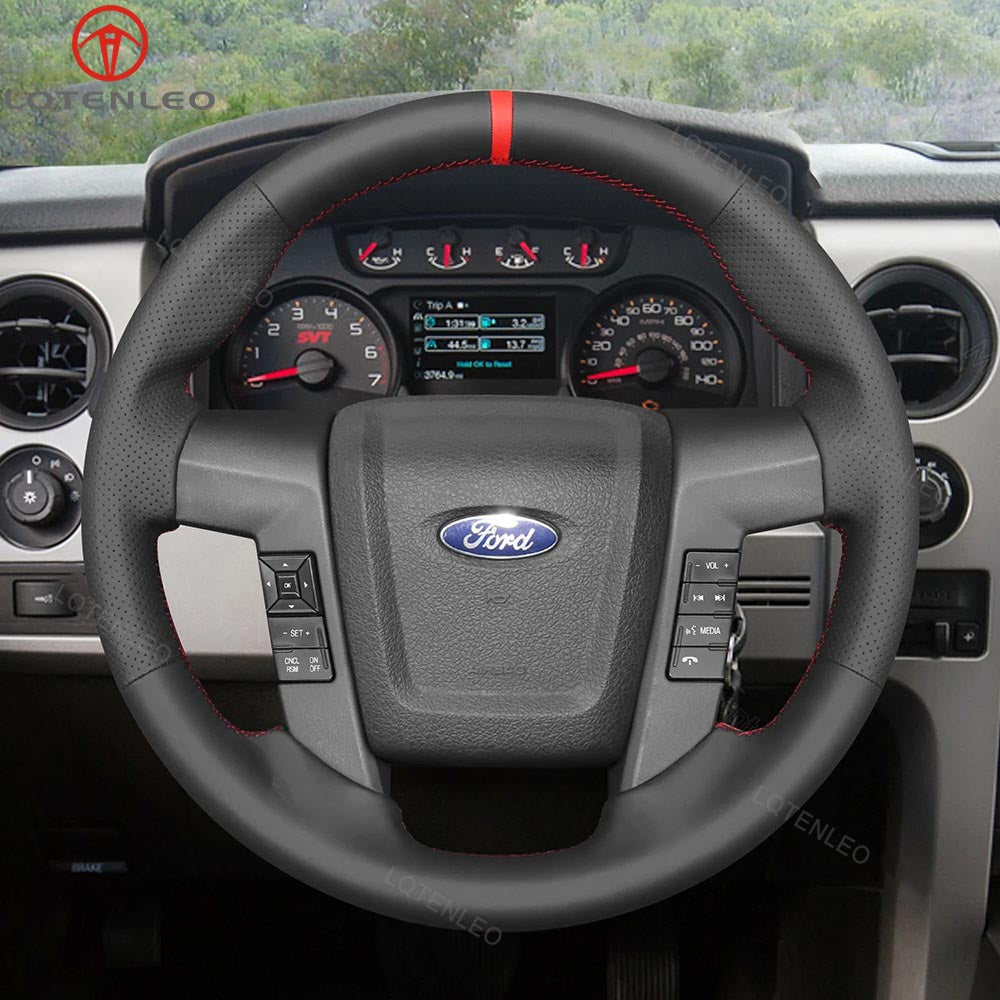 LQTENLEO Black Suede Hand-stitiched Car Steering Wheel Cover for Ford F-150 F150 Raptor - LQTENLEO Official Store