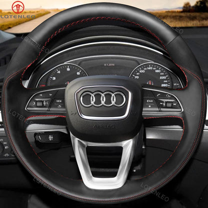 LQTENLEO Hand-stitched Car Steering Wheel Cover for Audi A3 2022 A4 Allroad 2017-2021 A4 A5 2021-2022 Q3 Q5 Q7 Q8 2019-2022 RS 5 RS Q8 2020-2022 S3 S4 S5 2021-2022 SQ5 2018-2022 SQ7 2020-2022 - LQTENLEO Official Store