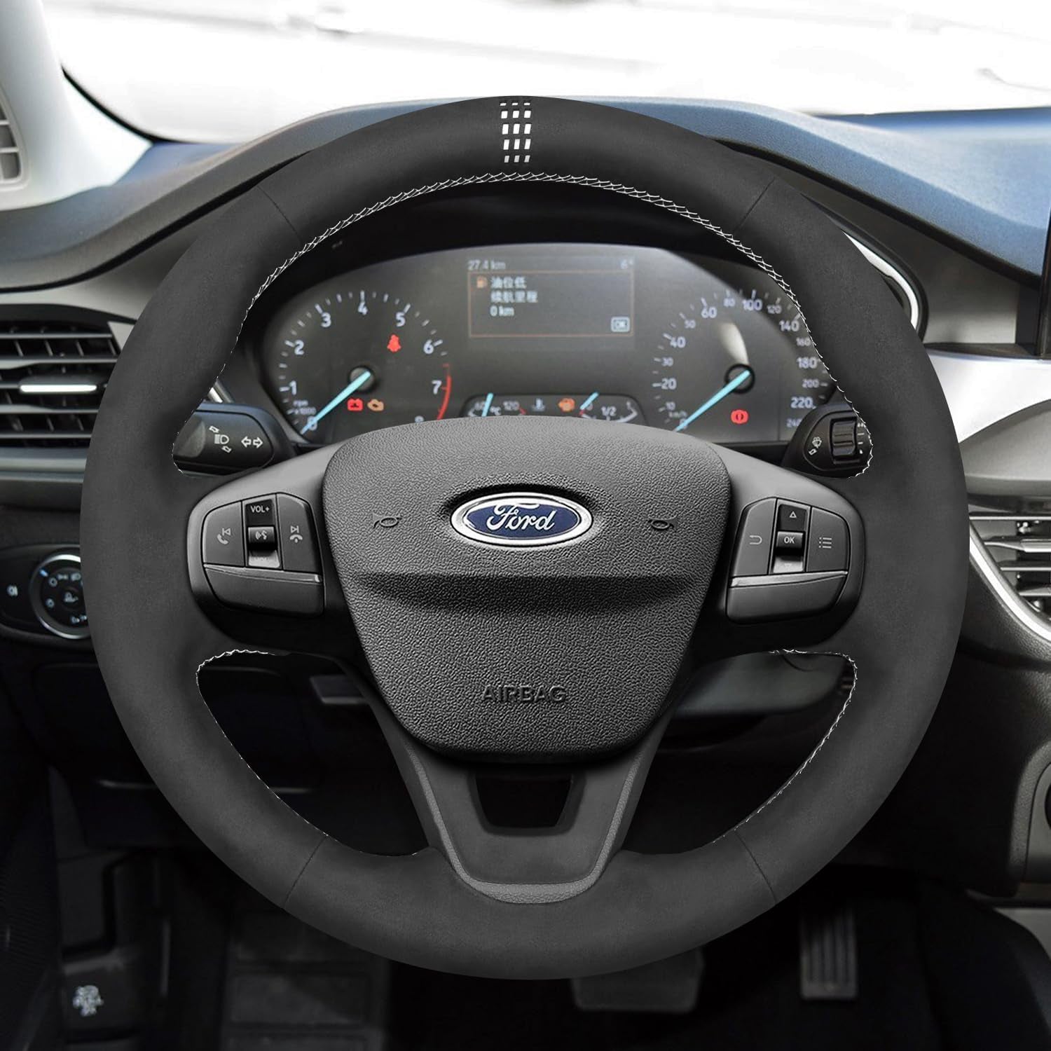 Lenkradbezug für Ford Focus Bronco Sport Escape E-Transit Fiesta Maverick Kuga Puma Tourneo Custom Transit Custom 2017-2024