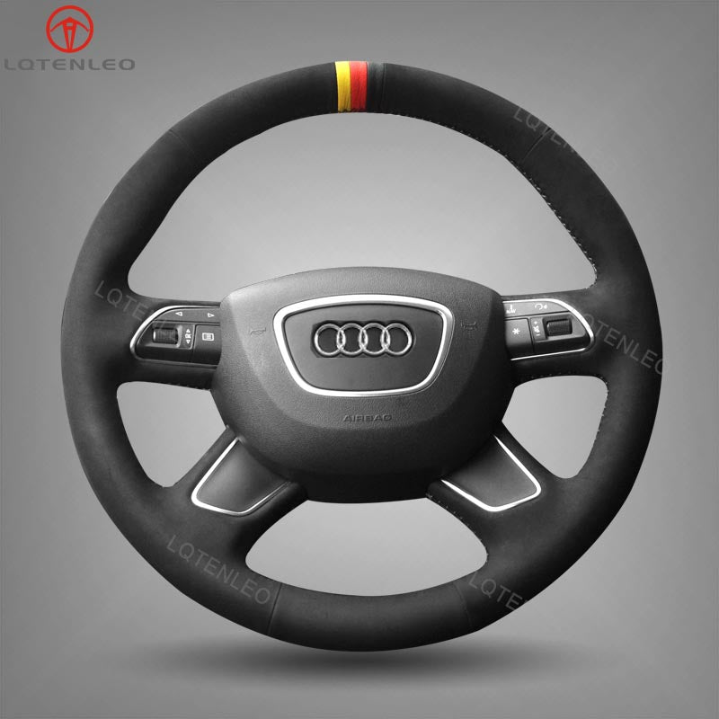 LQTENLEO Hand-stitched Car Steering Wheel Cover for Audi A3 (8V) Sportback A4 (B8) Avant A6 (C7) A8 (D4) Q3 (8U) Q5 (8R) Q7 (4L) - LQTENLEO Official Store