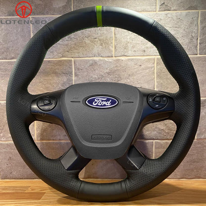 LQTENLEO Hand-stitched Car Steering Wheel Cover for Ford Transit/ Transit Cargo/ Transit Chassis Cab/ Transit Connect/ Transit Cutaway / Transit Passenger/ Transit Wagon/ Transit Custom/ Tourneo Connect/ Grand Tourneo Connect/ Tourneo Custom - LQTENLEO Official Store