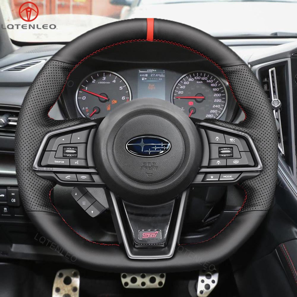 LQTENLEO Alcantara Genuine Leather Suede Hand-stitched Car Steering Wheel Cover for Subaru WRX 2022-2023