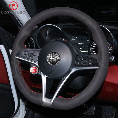 LQTENLEO Hand-stitched Car Steering Wheel Cover for Alfa Romeo Giulia 2016-2020 / Stelvio 2017-2020 - LQTENLEO Official Store