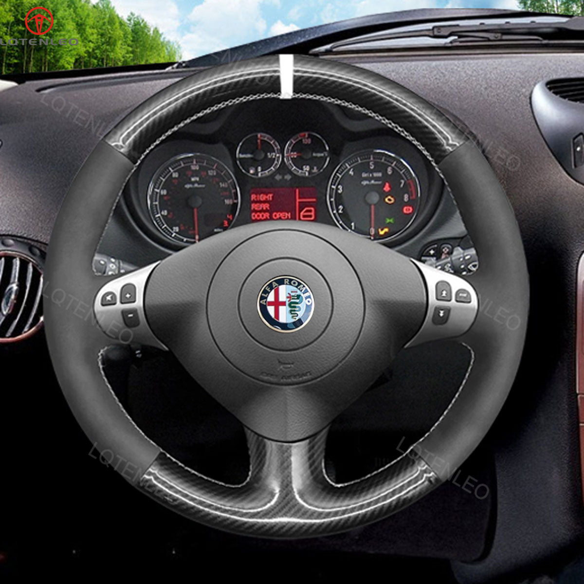 LQTENLEO Hand Stitch Car Steering Wheel Cover for Alfa Romeo 147 2000-2010 / 156 2003-2007 / Crosswagon 2004-2005 - LQTENLEO Official Store