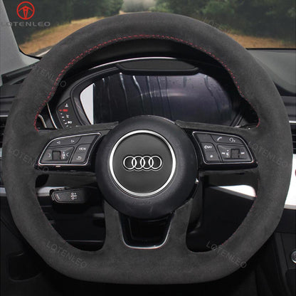 LQTENLEO Carbon Fiber Leather Suede Hand-stitched Car Steering Wheel Cover for Audi A3 A5 RS 3 RS 5 S3 S4 S5 - LQTENLEO Official Store