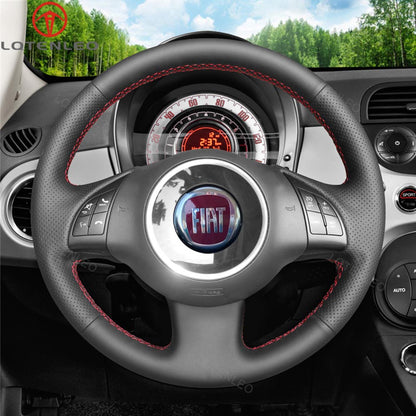 LQTENLEO Leather Suede Hand-stitiched Car Steering Wheel Cover for Fiat 500 2007-2015 / Fiat 500e 2014-2018 / Fiat 500C 2014-2017 - LQTENLEO Official Store