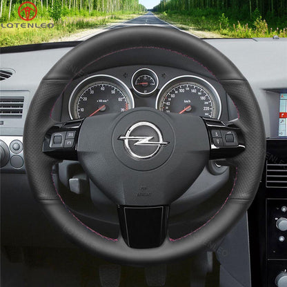 LQTENLEO Black Leather Suede Hand-stitched Car Steering Wheel Cover for Opel Astra Vectra Corsa Signum Vauxhall Zaflra 2002-2014 Holden Astra 2004-2009