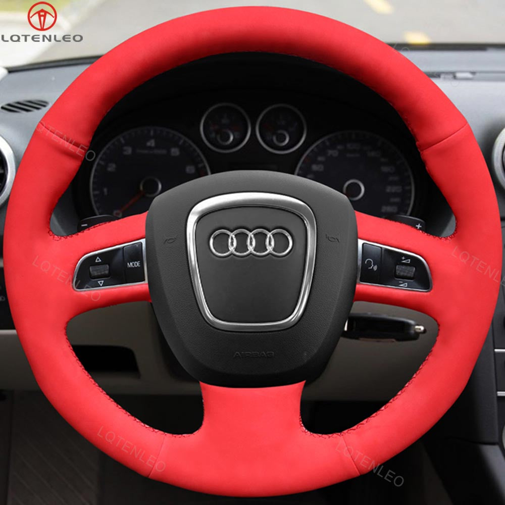 LQTENLEO Carbon Fiber Leather Suede Car Steering Wheel Cover for Audi A3 (8P) Sportback A4 (B8) Avant A5 (8T) A6 (C6) A8 (D3) Q5 (8R) Q7 (4L) S3 S4 S5 S6 S8 RS 4 Seat Exeo（ST） - LQTENLEO Official Store