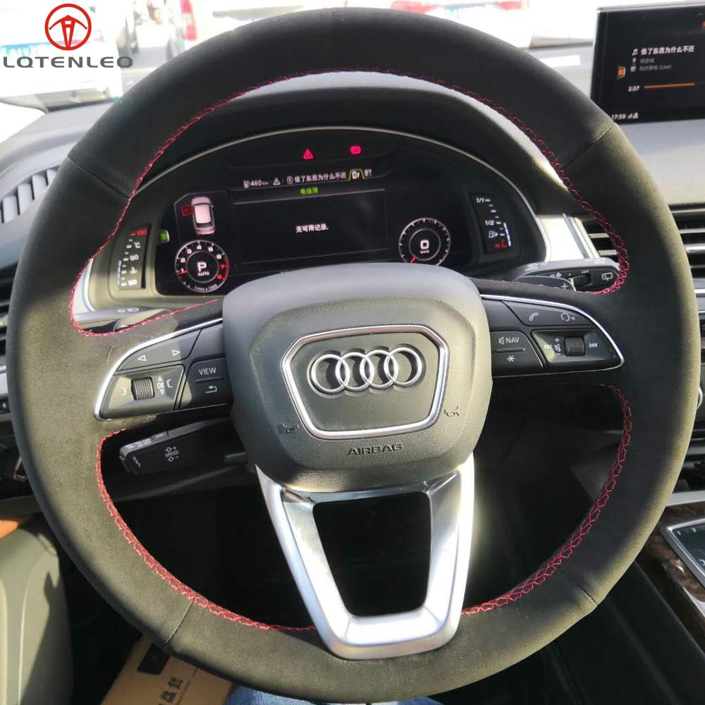 LQTENLEO Hand-stitched Car Steering Wheel Cover for Audi A3 2022 A4 Allroad 2017-2021 A4 A5 2021-2022 Q3 Q5 Q7 Q8 2019-2022 RS 5 RS Q8 2020-2022 S3 S4 S5 2021-2022 SQ5 2018-2022 SQ7 2020-2022 - LQTENLEO Official Store